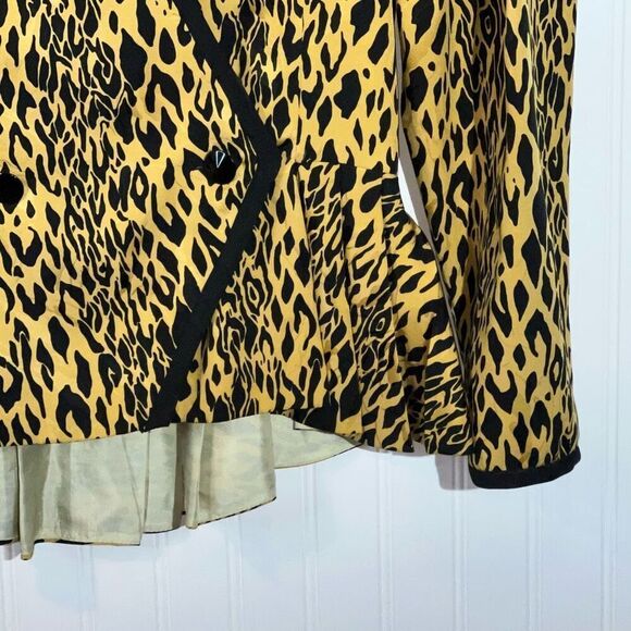 Vintage Jaymee Pape’ll  Wrap Top Womens 12 Black Brown Hi Low Pleated Retro 90’s - Picture 4 of 11